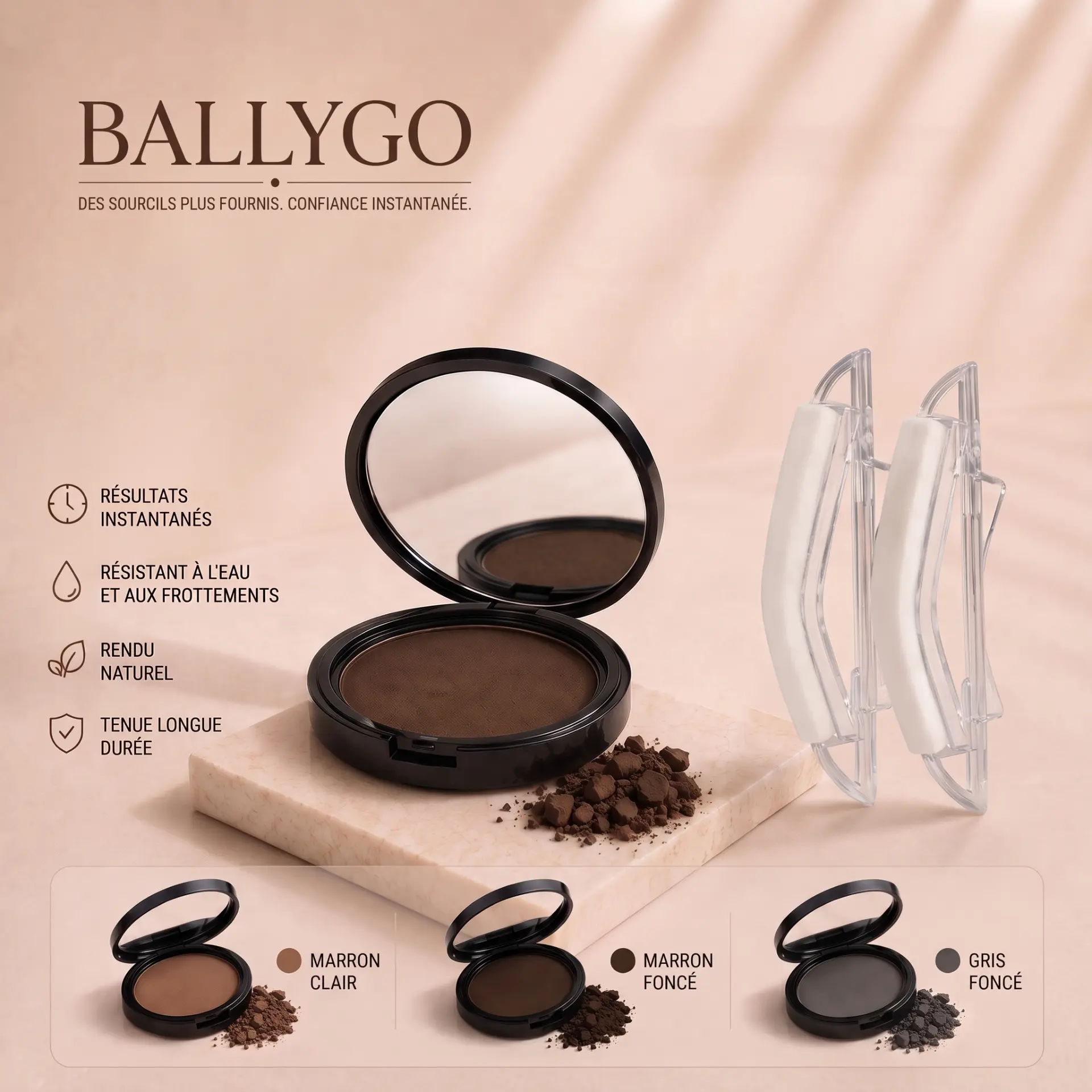 Contenu du kit BALLYGO : compact, pochoirs et spoolie